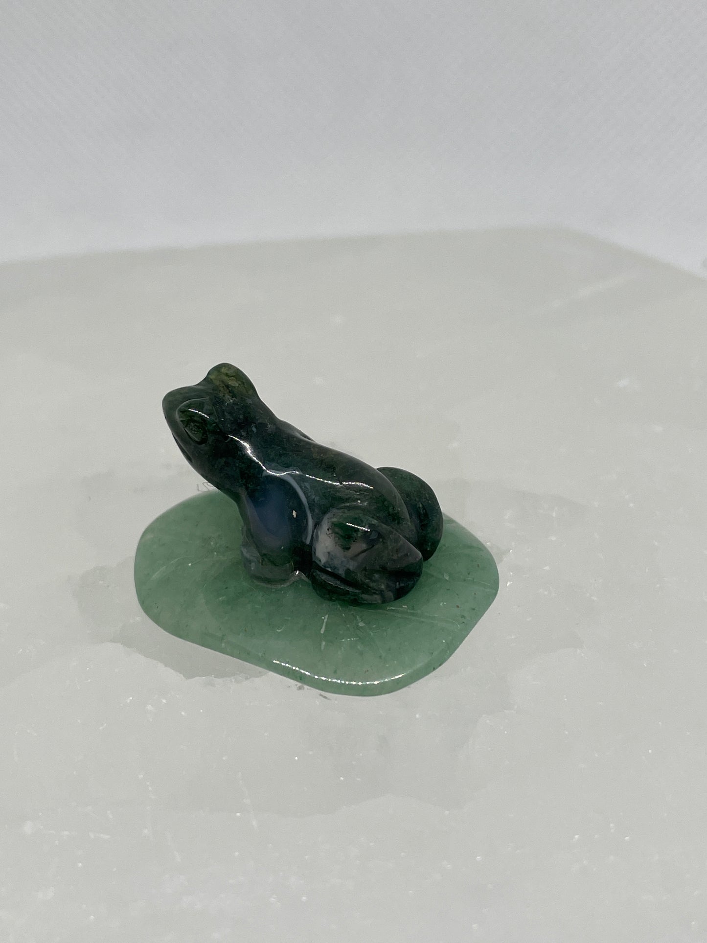 Moss Agate Frog on Lillypad Mini