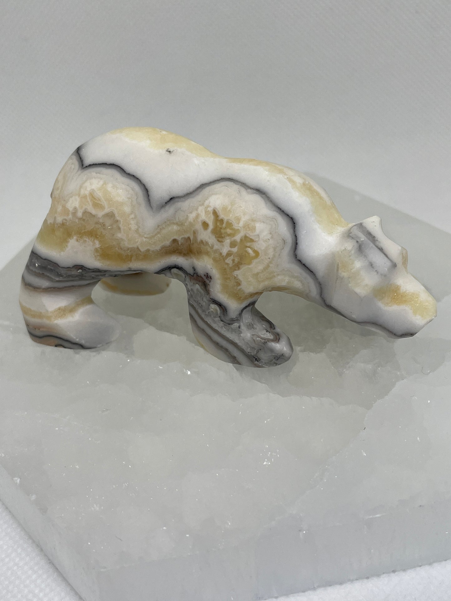 Calcite Polar Bear Carving