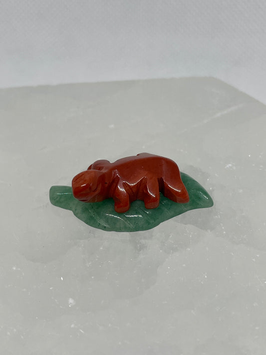 Red Jasper Lizard on Leaf Mini
