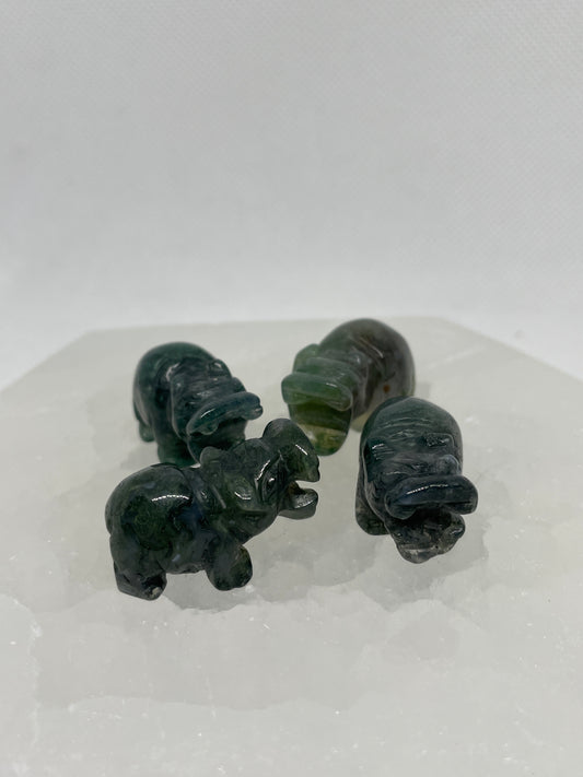 Moss Agate Hippo Mini