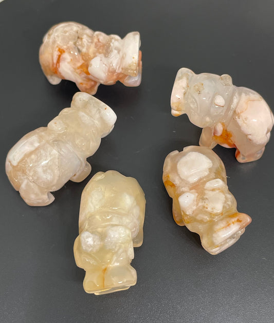 Mini Flower Agate Hippo