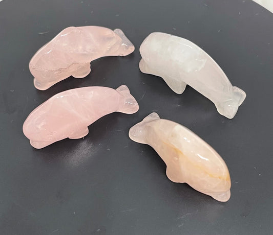 Mini Rose Quartz Dolphin
