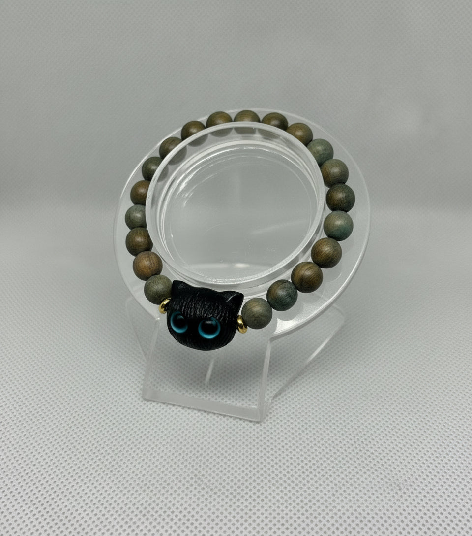 Wooden Kitty Bracelet 8mm