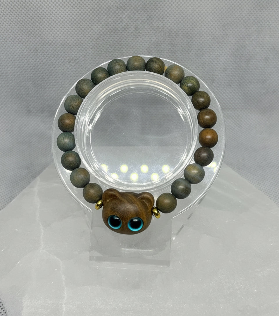 Wooden Kitty Bracelet 8mm